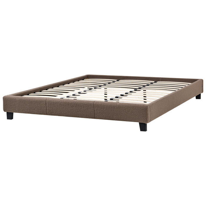 Beliani - ROANNE - Tweepersoonsbed - Taupe - 180 x 200 cm - Bouclé