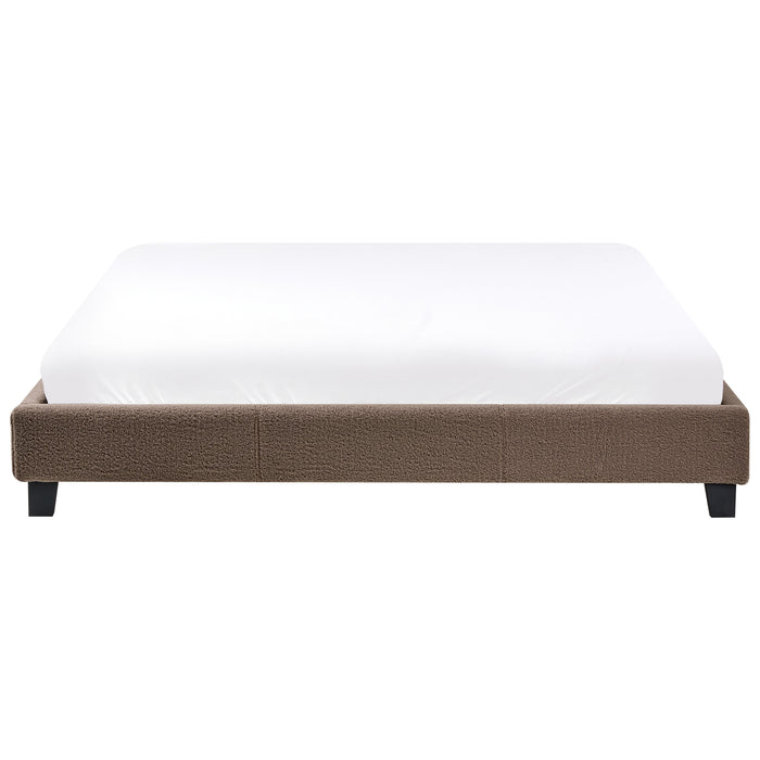 Beliani - ROANNE - Tweepersoonsbed - Taupe - 180 x 200 cm - Bouclé