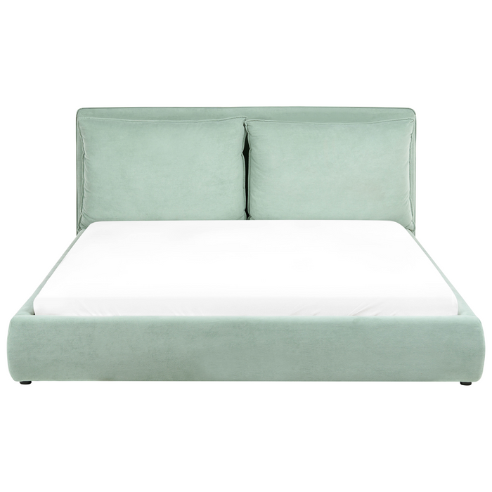 Beliani - BAJONNA - Tweepersoonsbed - Mintgroen - 180 x 200 cm - Stof