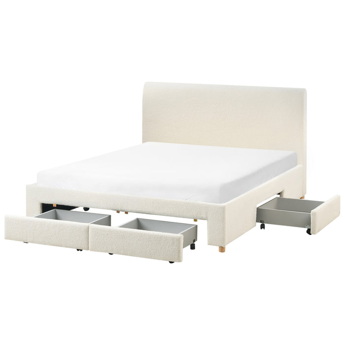 Beliani-SOUTRIN-Bed met opbergruimte-Off-white-160 x 200 cm-Bouclé