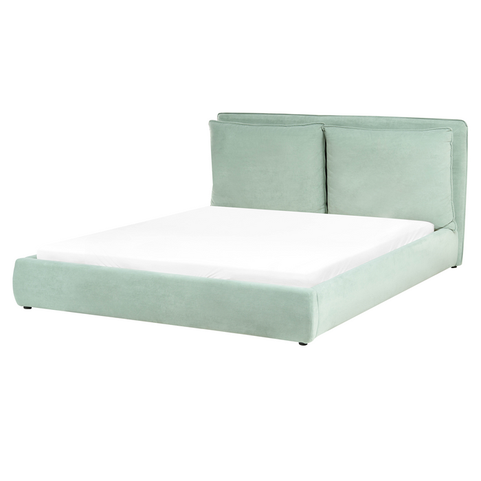Beliani - BAJONNA - Tweepersoonsbed - Mintgroen - 160 x 200 cm - Stof