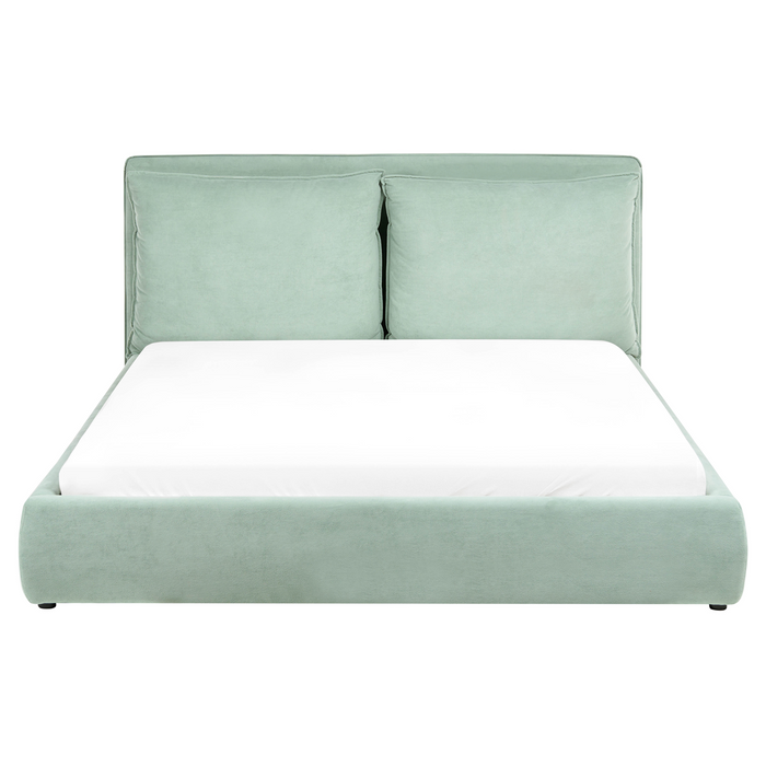 Beliani - BAJONNA - Tweepersoonsbed - Mintgroen - 160 x 200 cm - Stof