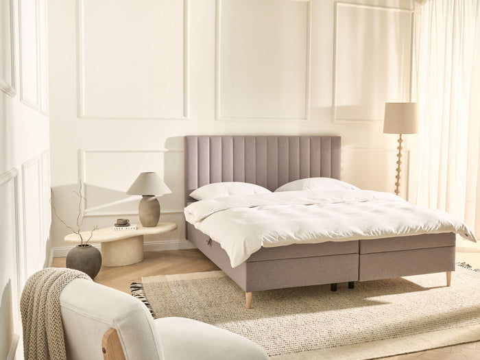 Beliani - OFFICER - Boxspringbed - Taupe - 180 x 200 cm - Polyester