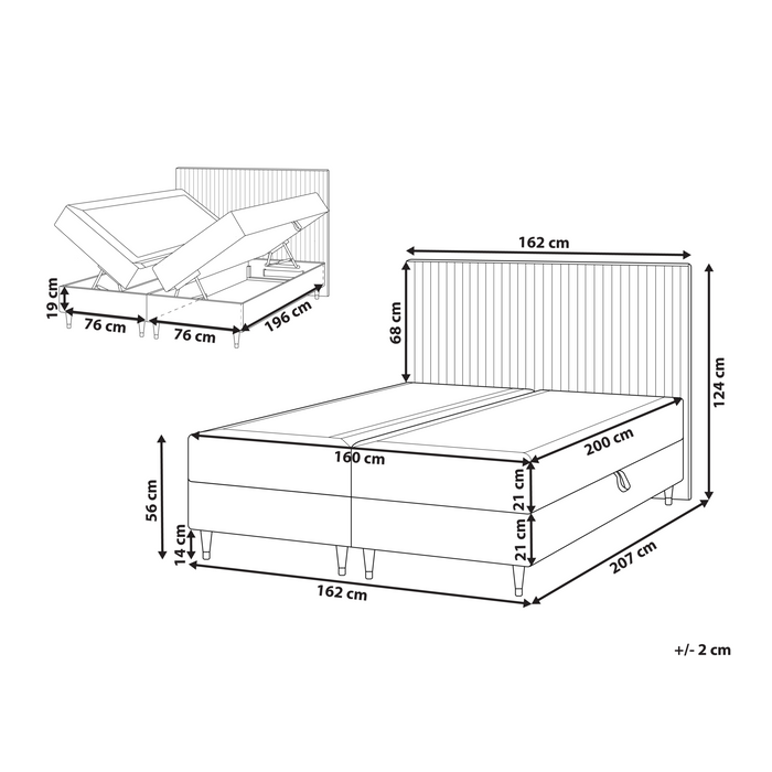 Beliani - DAME - Boxspringbed - Taupe - 160 x 200 cm - Fluweel