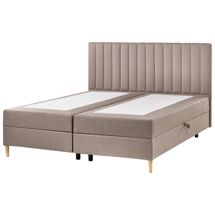 Beliani - OFFICER - Boxspringbed - Taupe - 180 x 200 cm - Polyester