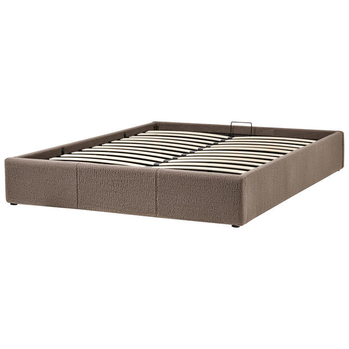 Beliani - DINAN - Tweepersoonsbed - Taupe - 160 x 200 cm - Bouclé