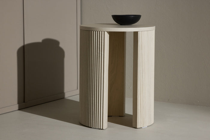 Fjôrd - Bijzettafel Rond - Whitewash MDF - 40x40x52cm - Bristol