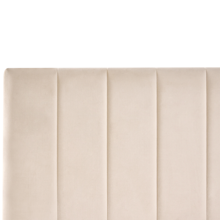 Beliani-LONZAC-Bed met opbergruimte-Beige-120 x 200 cm-Fluweel