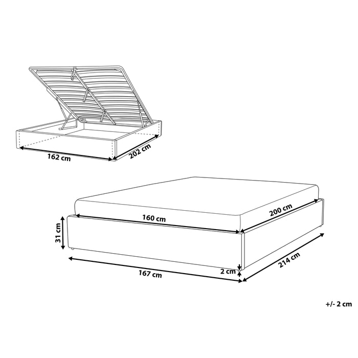 Beliani - DINAN - Tweepersoonsbed - Taupe - 160 x 200 cm - Bouclé