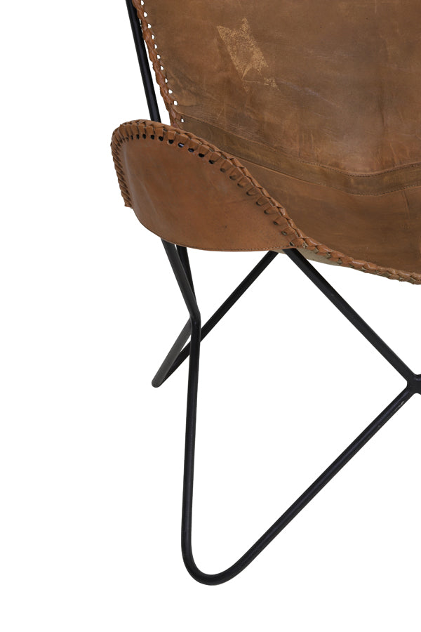 Light & Living Light&living Stoel 72x72x84 cm BUTTERFLY leer bruin