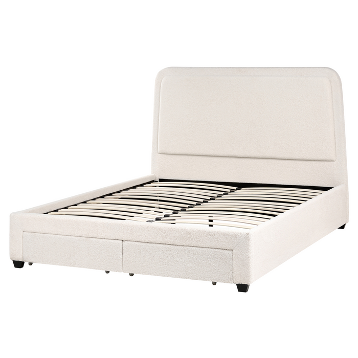 Beliani-SARDENT-Tweepersoonsbed-Off-white-160 x 200 cm-Bouclé