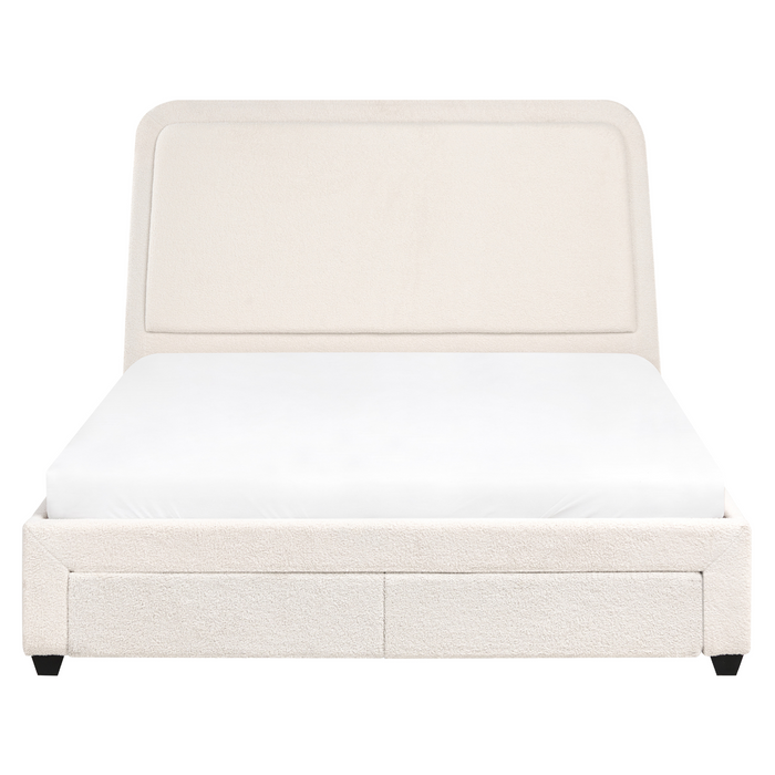Beliani-SARDENT-Tweepersoonsbed-Off-white-160 x 200 cm-Bouclé