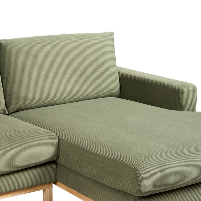 Beliani - SIGGARD - Hoekbank - Groen - Linkszijdig - Corduroy