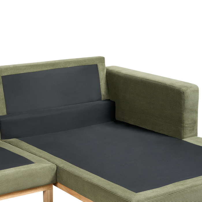 Beliani - SIGGARD - Hoekbank - Groen - Linkszijdig - Corduroy