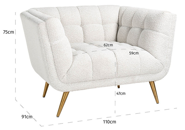 Richmond Interiors Huxley Fauteuil Wit Bouclé
