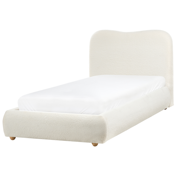 Beliani-BLAGNAC-Bed met opbergruimte-Gebroken wit-90 x 200 cm-Bouclé