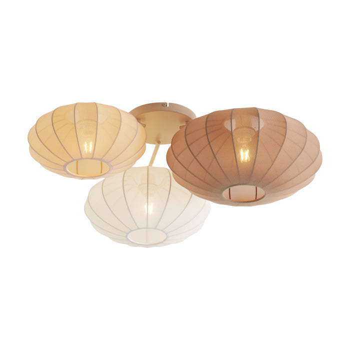 QAZQA Japandi plafondlamp wit met beige en bruin 3-lichts - Multi