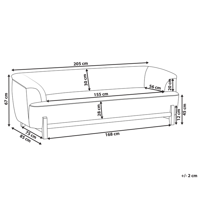 Beliani - ALNOR - Driezitsbank - Donkergrijs - Polyester