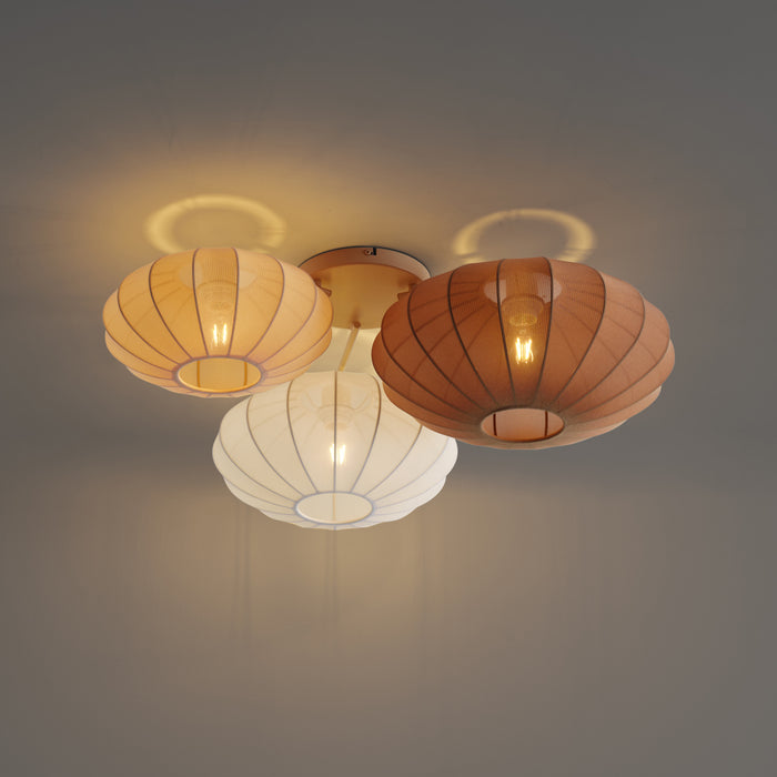 QAZQA Japandi plafondlamp wit met beige en bruin 3-lichts - Multi