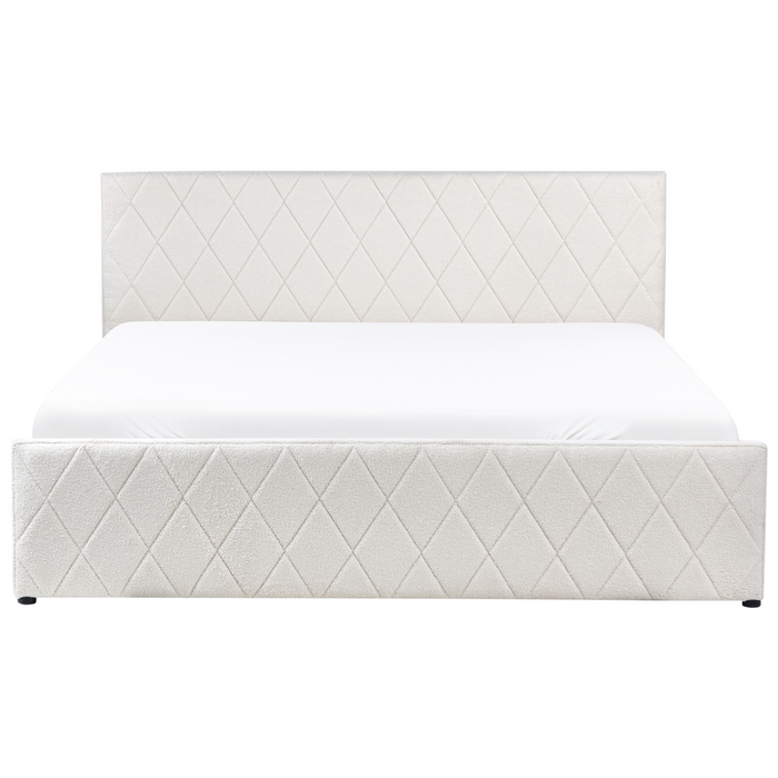Beliani-ROCHEFORT-Bed opbergruimte-Gebroken wit-180 x 200 cm-Bouclé