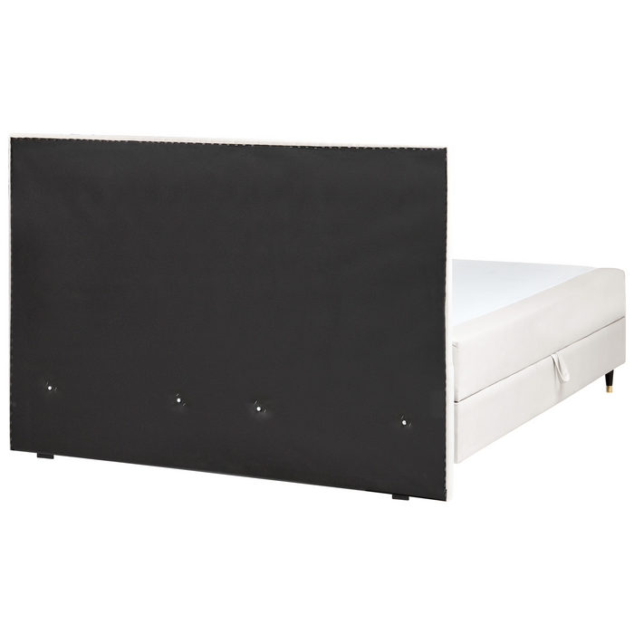 Beliani - DAME - Boxspringbed - Off-white - 180 x 200 cm - Fluweel