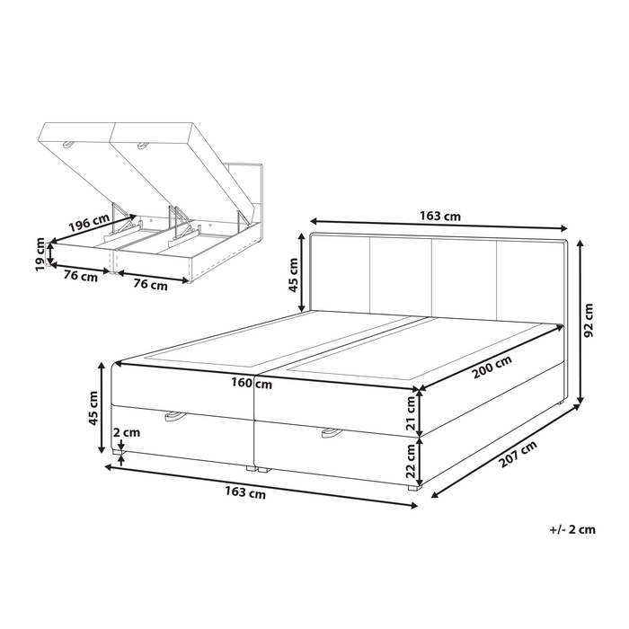 Beliani - BARONET - Boxspringbed - Taupe - 160 x 200 cm - Stof