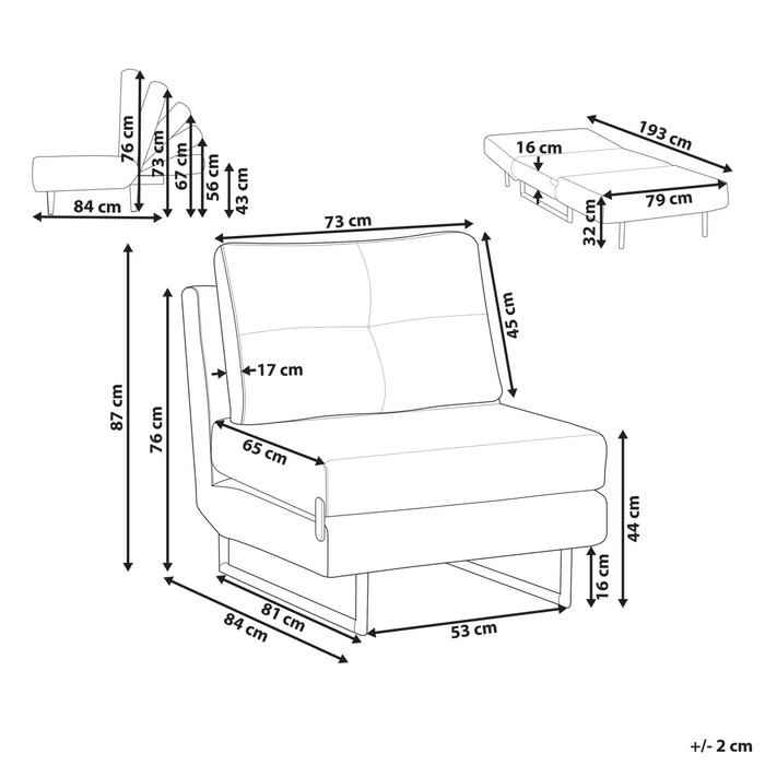 Beliani - JERSLEV - 1-zits slaapbank - Rood - Polyester