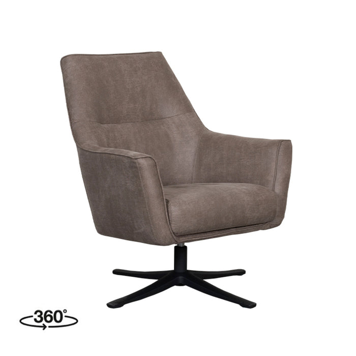 LABEL51 - Draaifauteuil Tod - Taupe Micro Suede - Zwart Metaal