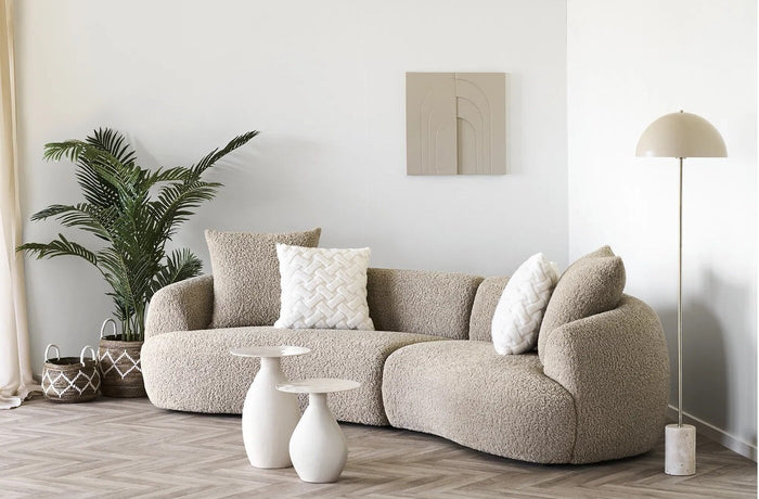 House Nordic Dali Lichtbruin Bouclé 4-Zits Bank