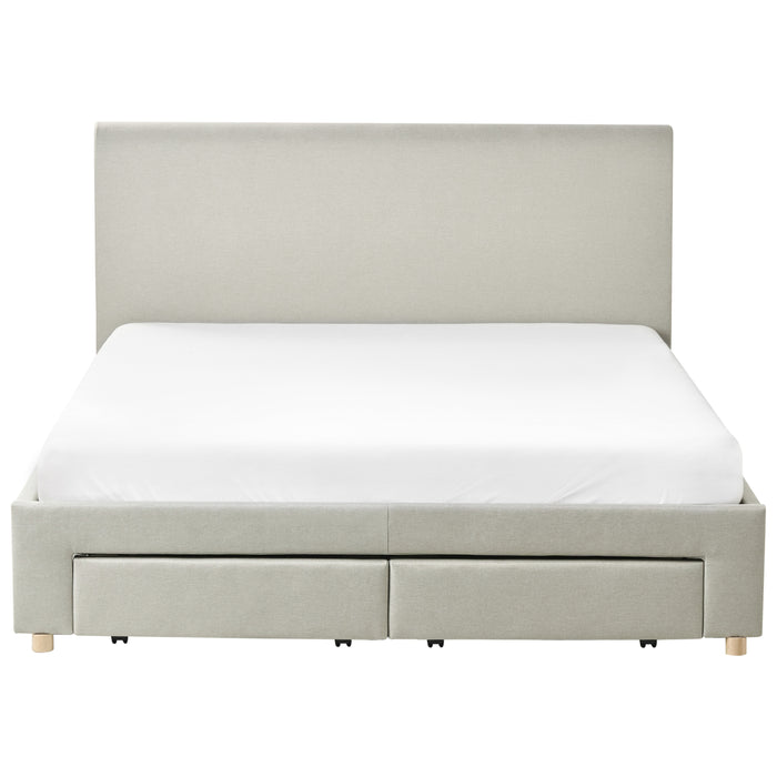 Beliani-SOUTRIN-Bed met opbergruimte-Beige-160 x 200 cm-Polyester
