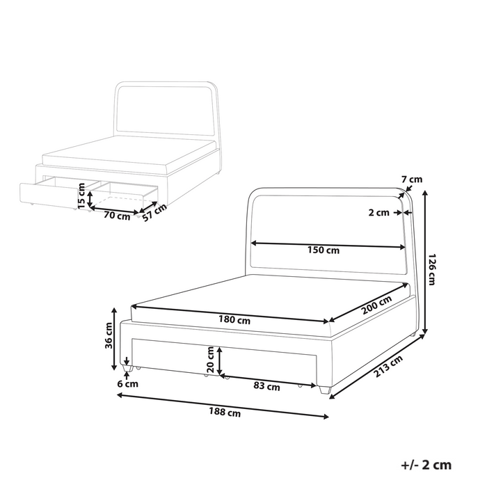 Beliani-SARDENT-Tweepersoonsbed-Off-white-180 x 200 cm-Bouclé