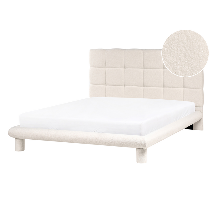 Beliani-CRESSAT-Tweepersoonsbed-Off-white-140 x 200 cm-Bouclé