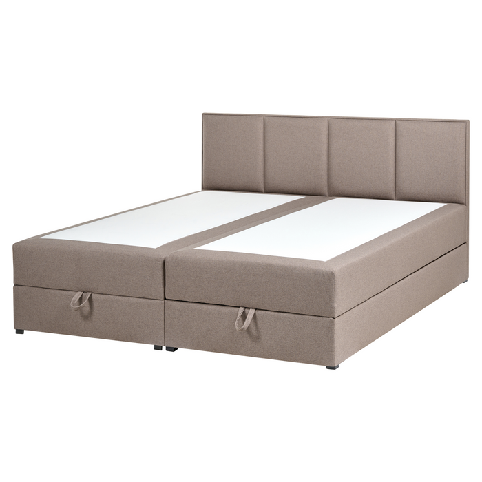 Beliani - BARONET - Boxspringbed - Taupe - 160 x 200 cm - Stof