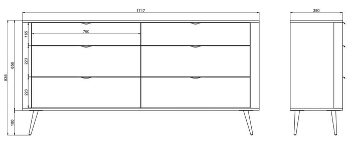 NADUVI Collection Dressoir Olivia 6 lades