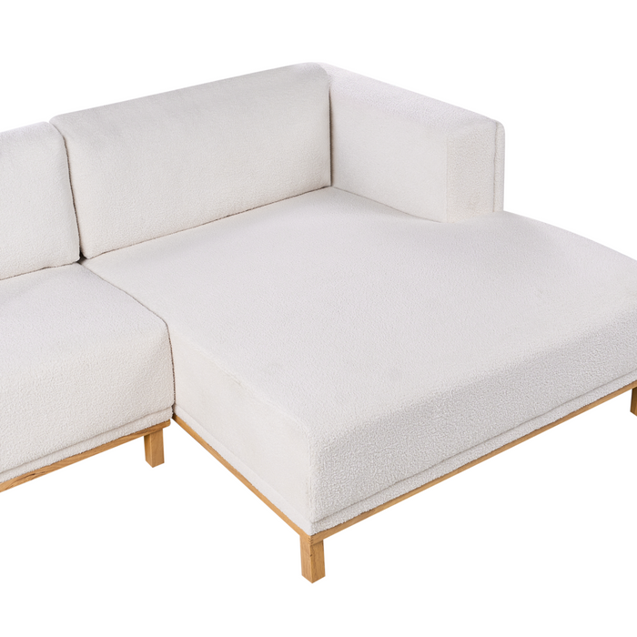 Beliani - VENG - Hoekbank 5-zits - Gebroken wit - Linkszijdig - Bouclé