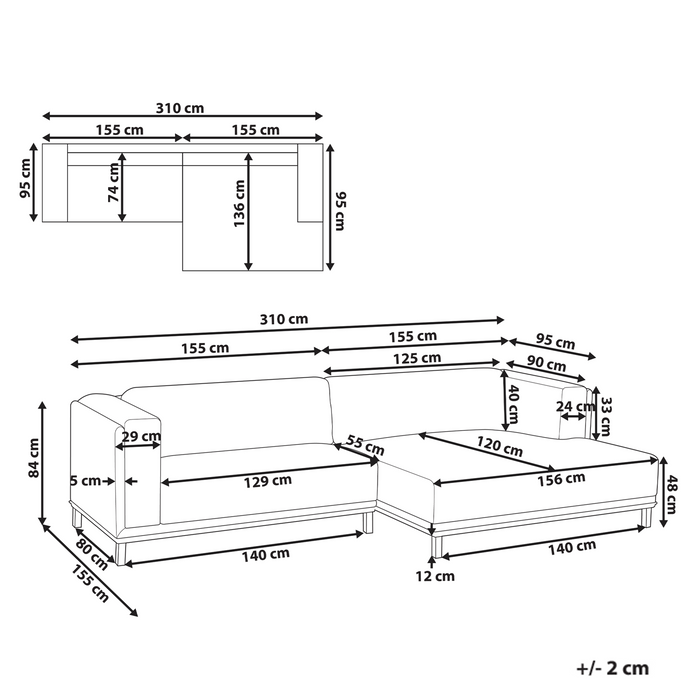 Beliani - VENG - Hoekbank - Gebroken wit - Linkszijdig - Bouclé