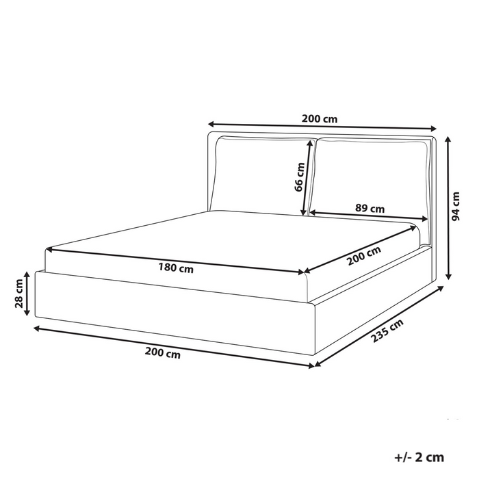 Beliani - BAJONNA - Tweepersoonsbed - Off-white - 180 x 200 cm - Stof
