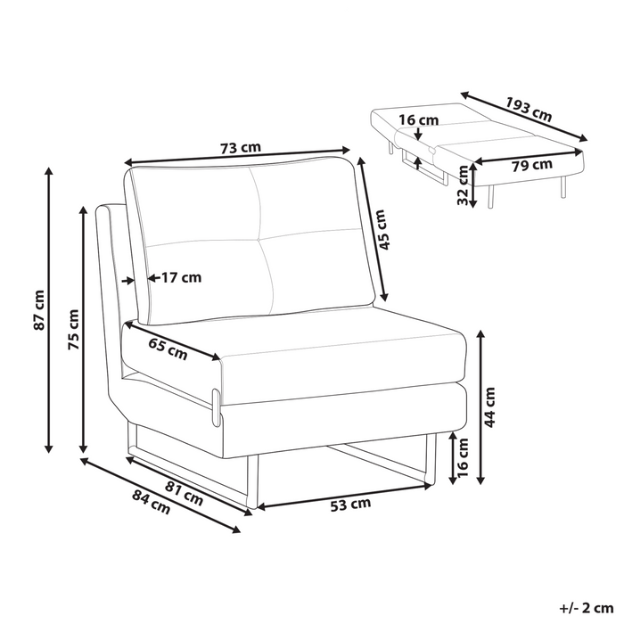 Beliani - JERSLEV - 1-zits slaapbank - Gebroken wit - Polyester