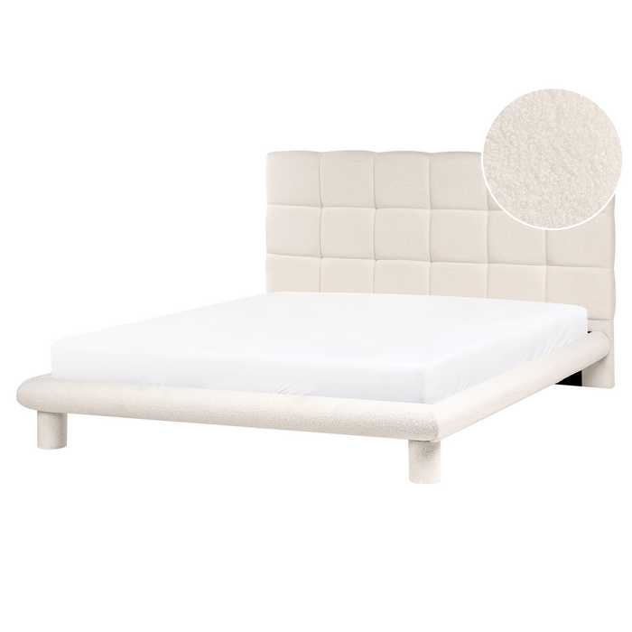 Beliani-CRESSAT-Tweepersoonsbed-Off-white-160 x 200 cm-Bouclé