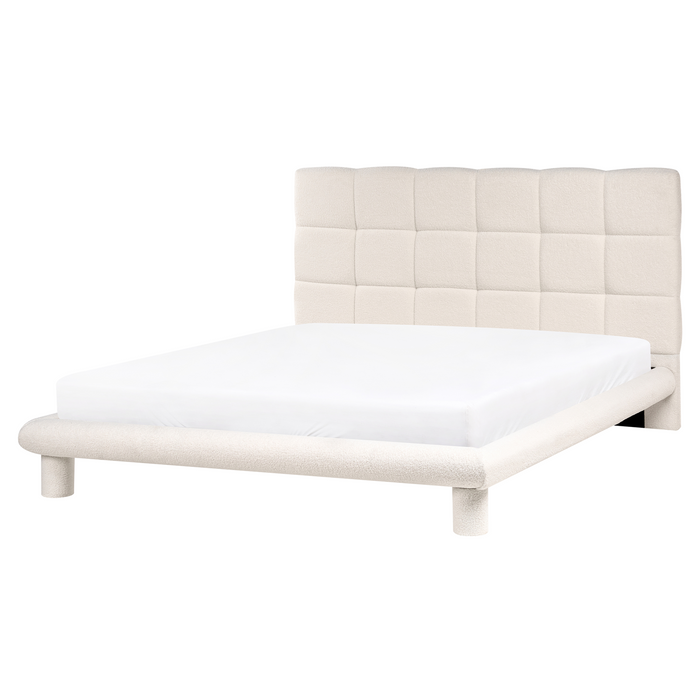 Beliani-CRESSAT-Tweepersoonsbed-Off-white-160 x 200 cm-Bouclé