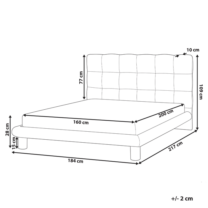 Beliani-CRESSAT-Tweepersoonsbed-Off-white-160 x 200 cm-Bouclé