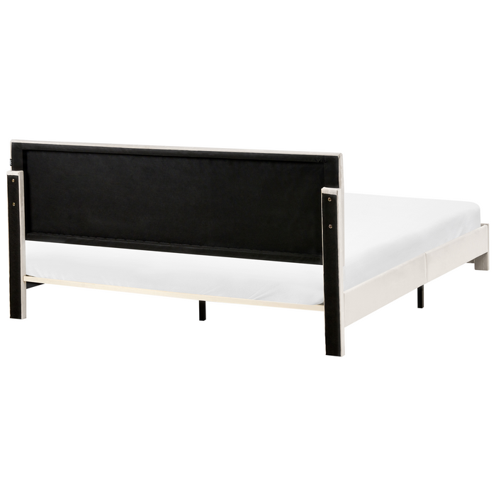 Beliani-LONZAC-Bed met opbergruimte-Gebroken wit-180 x 200 cm-Fluweel