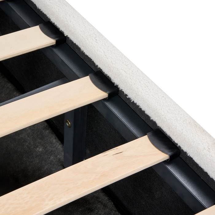 Beliani-ROCHEFORT-Bed opbergruimte-Gebroken wit-140 x 200 cm-Bouclé