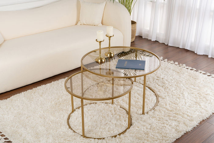Giga Meubel - Salontafel Aurum Ø80|Ø60cm Goud|Brons Set van 2