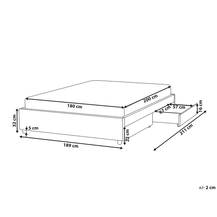 Beliani-PRADES-Bed met opbergruimte-Lichtbeige-180 x 200 cm-Polyester