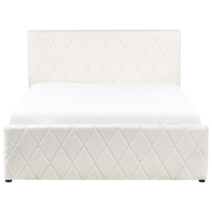 Beliani-ROCHEFORT-Bed opbergruimte-Gebroken wit-140 x 200 cm-Bouclé