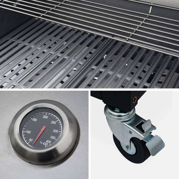 sweeek - Gasbarbecue met 4 branders + 1 zijbrander, buitenkeuken met