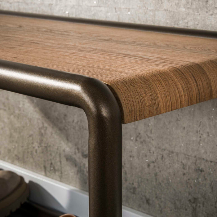 Giga Meubel - Schoenenbank Bruin Metaal - 80x35x40cm - Luno