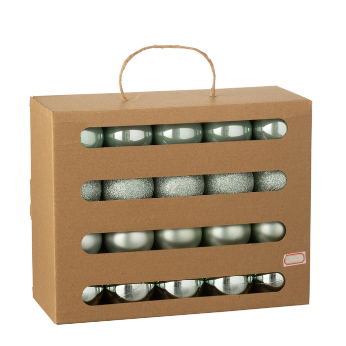 J-Line kerstbal - kunststof - muntgroen - doos van 40