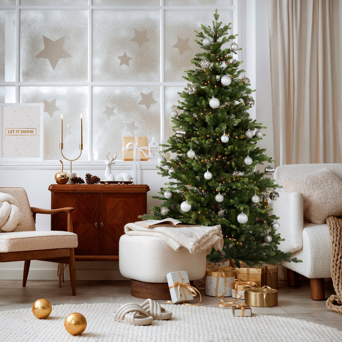 Buitenkado Kunstkerstboom met lampjes – Groen – 180 cm – Standaard